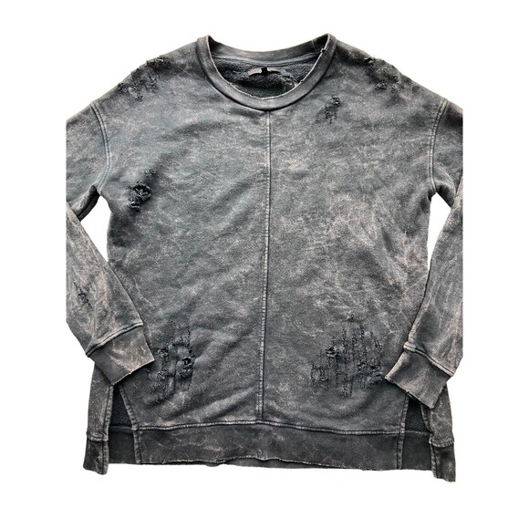Joe's Jeans Womens Distressed Washed Sweatshirt Size XS Gray Grunge Indie Sleaze - Picture 1 of 12